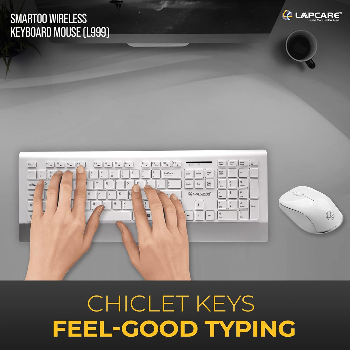 Lapcare Smartoo Wireless Keyboard and Mouse Combo (White)