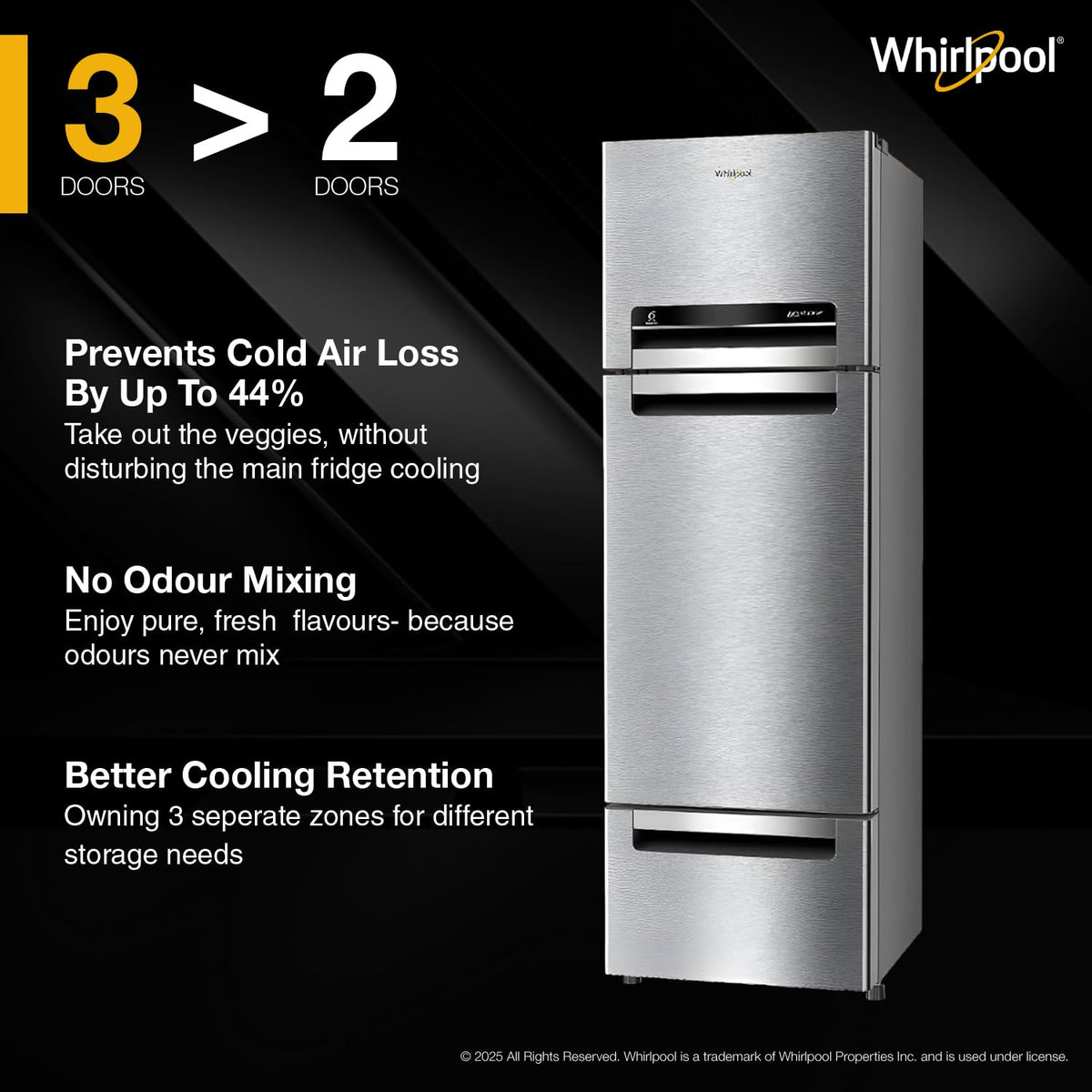 Whirlpool 215 L Frost Free Triple-Door Refrigerator | Zeolite Technology | Microblock Technology [FP