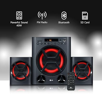 LG 40W Multimedia Speaker (Deep Bass Sound, 2.1 Channel, Red)