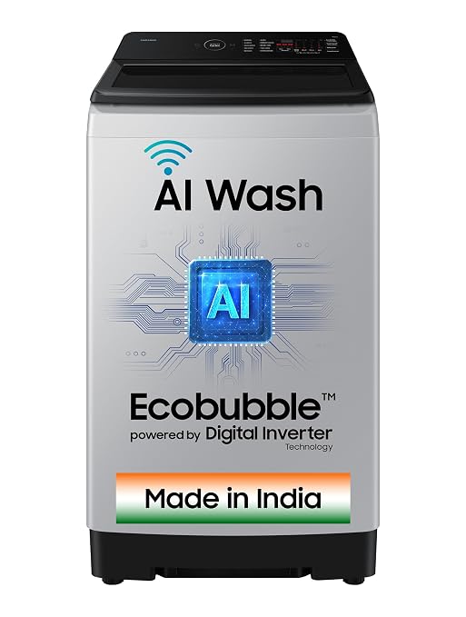 Samsung 8 Kg, 5 Star, AI Wash, AI Energy Mode, Wi-Fi, Ecobubble, AI VRT+, Super Speed, Soft Closing Door, Digital Inverter, Fully-Automatic Top Load Washing Machine (WA80F08S2LTL, Lavender Gray)-OPEN BOX