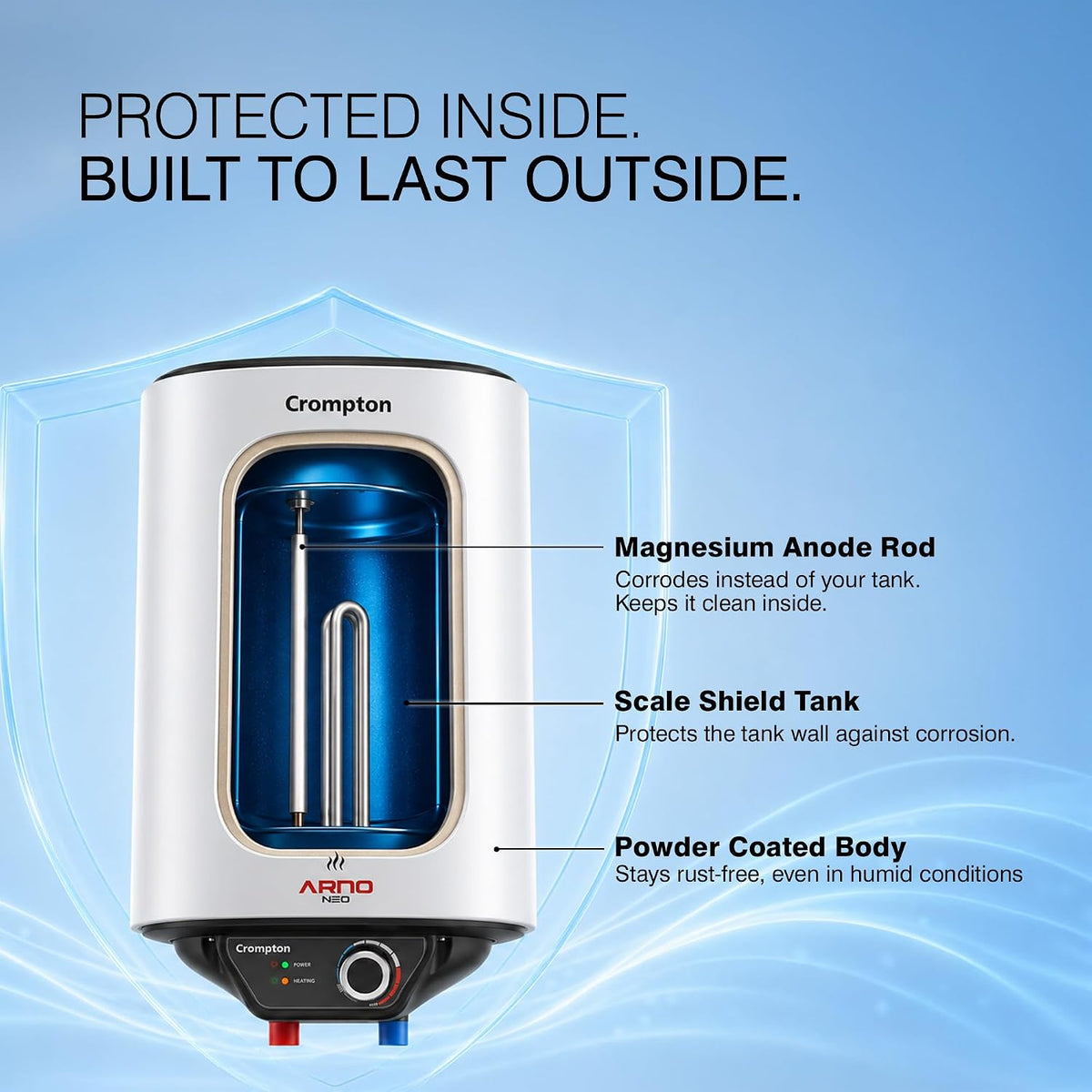 Crompton Arno Neo 10-L 5 Star Rated Storage Water Heater with Advanced 3 Level Safety National Energy Conservation Award Winner - OPEN BOX