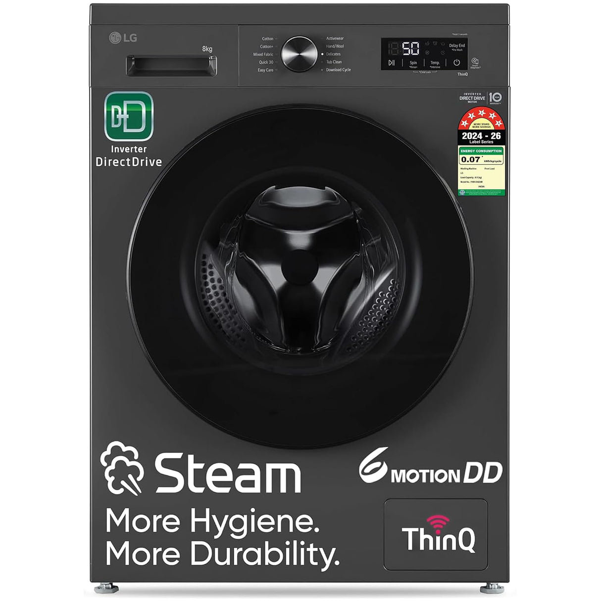 LG 8 Kg, 5 Star, Wi-Fi, Direct Drive Technology, Steam Wash, 6 Motion DD, Fully-Automatic Front Load - OPEN BOX