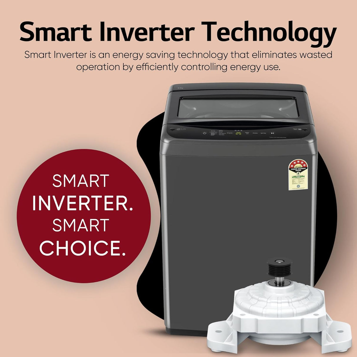 LG 7 Kg 5 Star Smart Inverter Technology Fully Automatic Top Load Washing Machine (T70VBMB1Z, Auto Prewash, Turbodrum, Stainless Steel drum, LED Display, Smart Diagnosis Middle Black)-OPENBOX