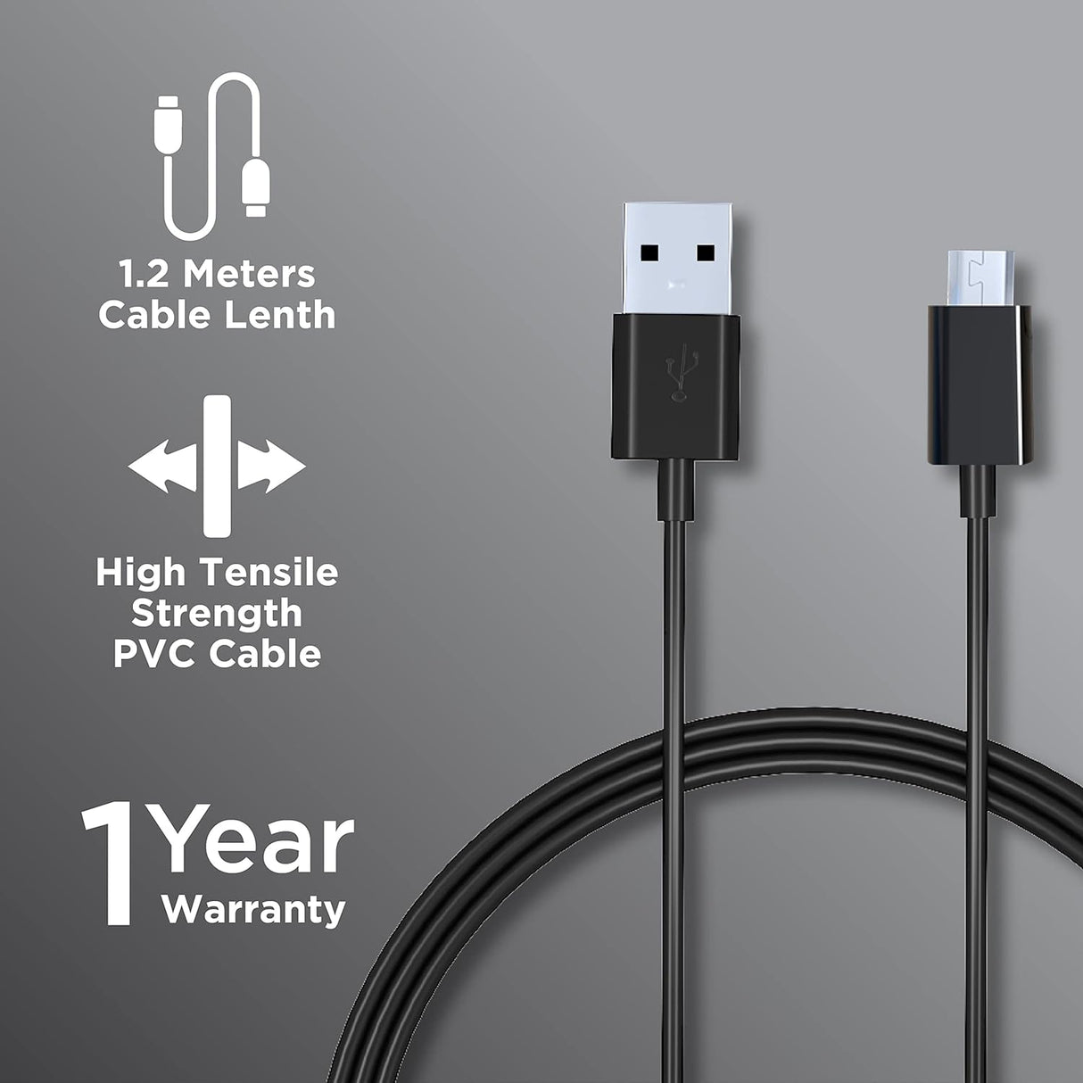 Croma MicroUSB Cable 1.2M CRCMA0101SMU12
