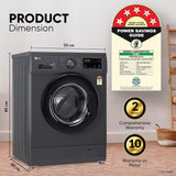 LG 8 Kg 5 Star Direct Drive Technology, Steam Wash, 6 Motion DD, Smart Diagnosis, Fully Automatic Front Load Washing Machine (FHM1408BDM, Allergy Care, In-Built Heater, Touch Panel, Middle Black)-OPEN BOX