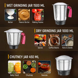 Judge By Prestige 750 Watts Aura Mixer Grinder with 3 Stainless Steel Jars| - OPEN BOX