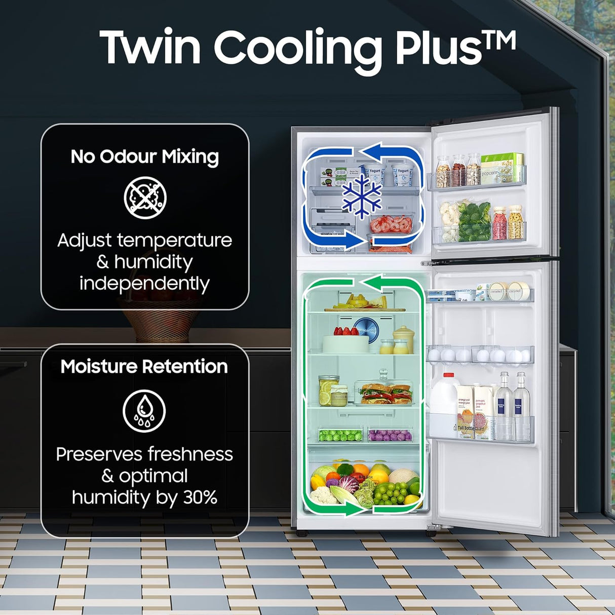 Samsung 301 L, 2 Star, Convertible 5-in-1 Digital Inverter with Display Frost Free Double Door Refrigerator (RT31H4522S9/HL, Silver, Refined Inox, 2026 Model)-OPEN BOX
