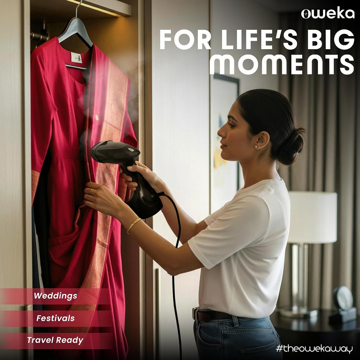 OGS 1351 Garment Steamer for Clothes, Steam Iron - Vertical & Horizontal Steaming up to 20g/min, Travel Iron, 1350 Watt, 250 ml Water Tank & 25 sec Fast Heating - OPEN BOX