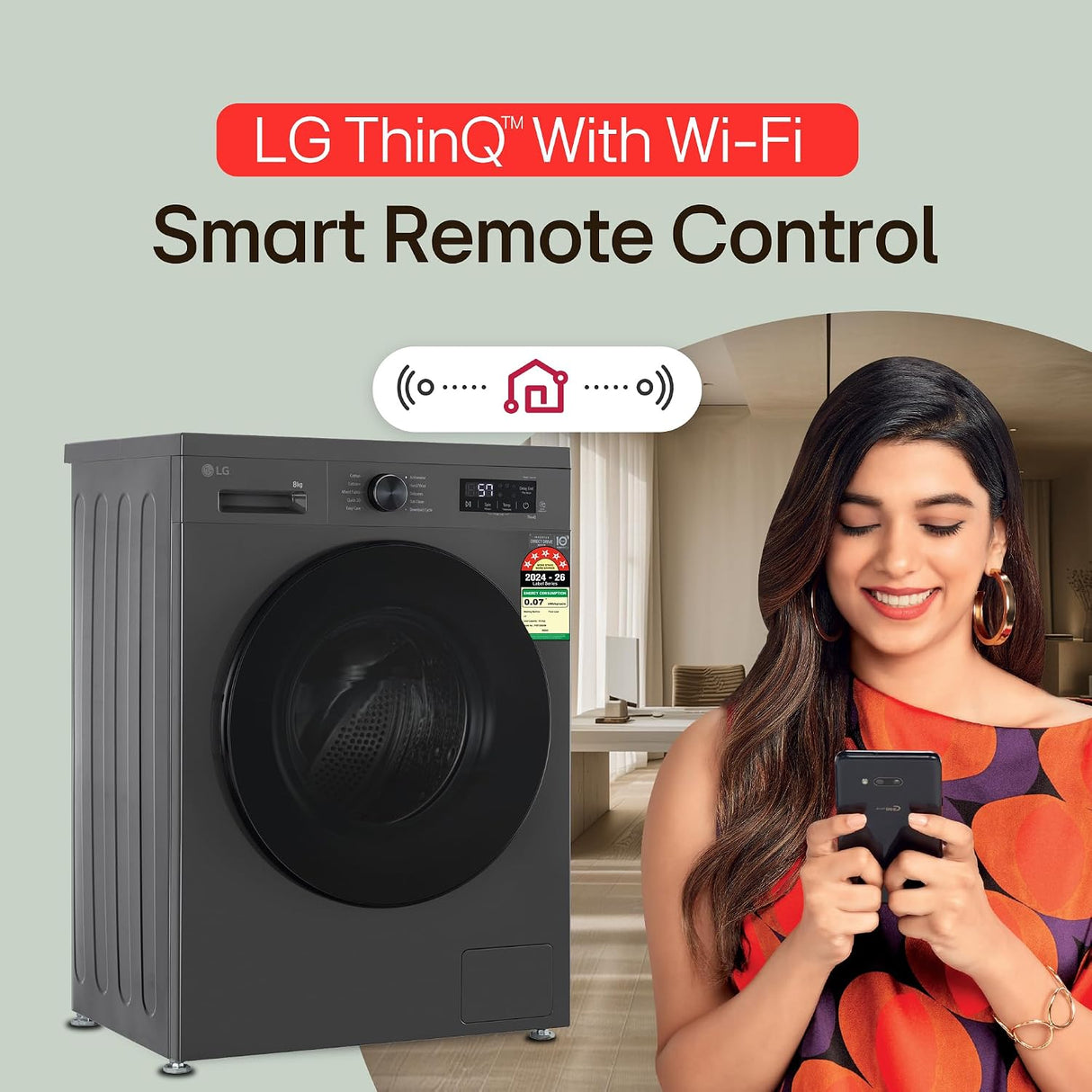 LG 8 Kg, 5 Star, Wi-Fi, Direct Drive Technology, Steam Wash, 6 Motion DD, Fully-Automatic Front Load - OPEN BOX