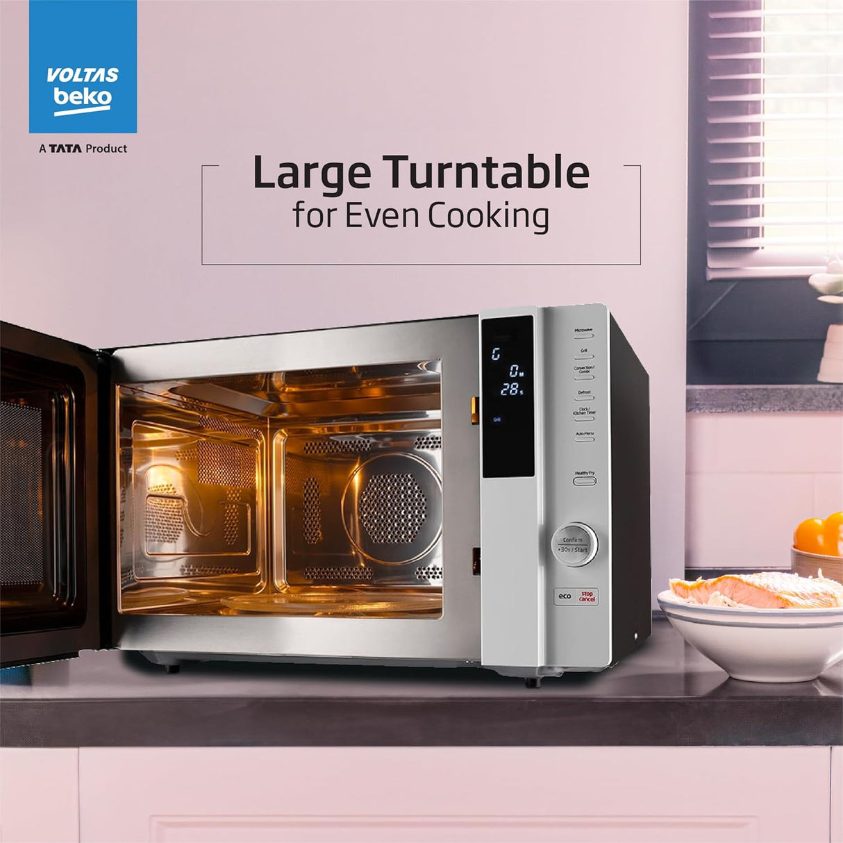 Voltas Beko 28 L Convection Microwave Oven, 5 power levels (MC28BD, Black) - OPEN BOX