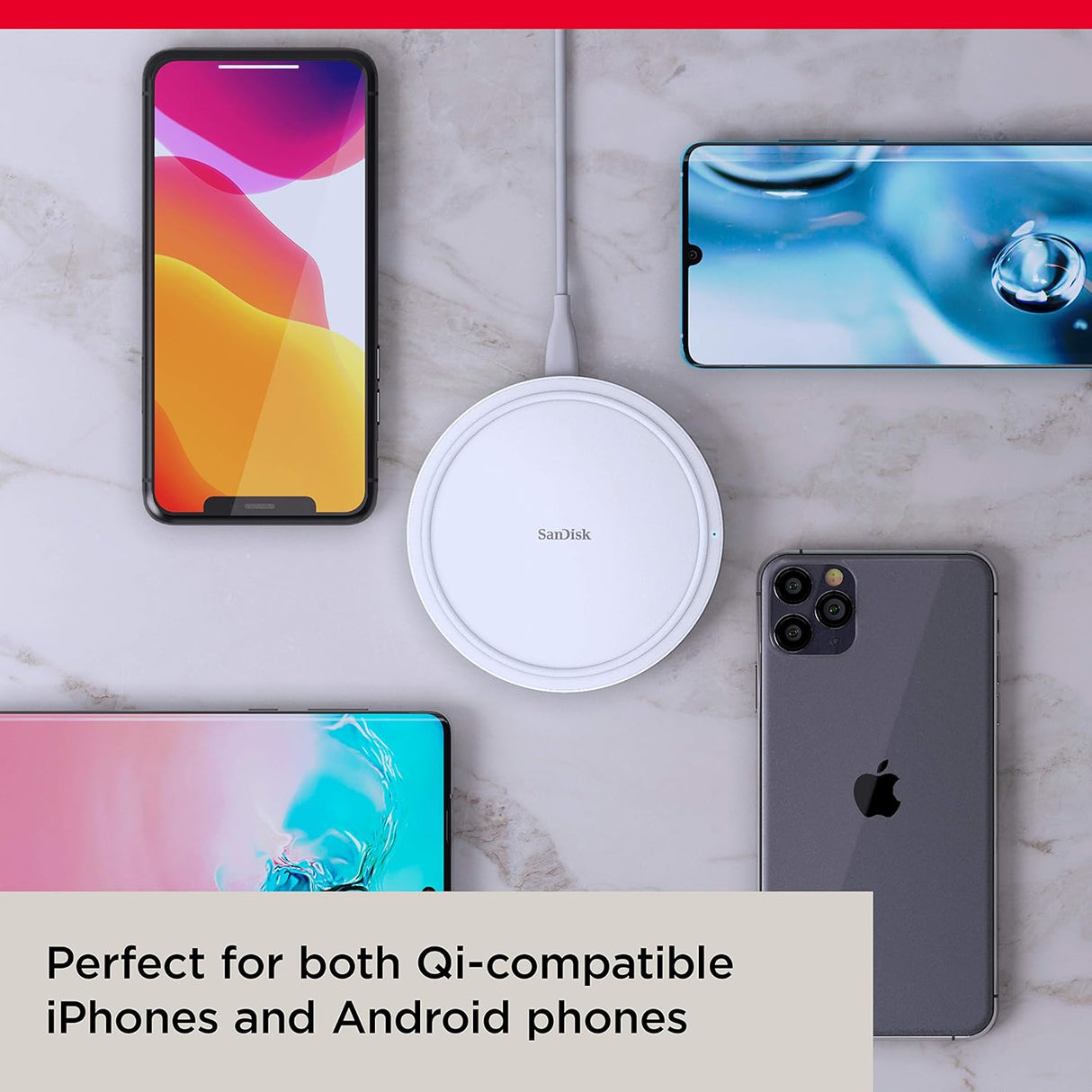 SanDisk iXpand Wireless Charger 15W with QC 3.0 and Type-C Cable