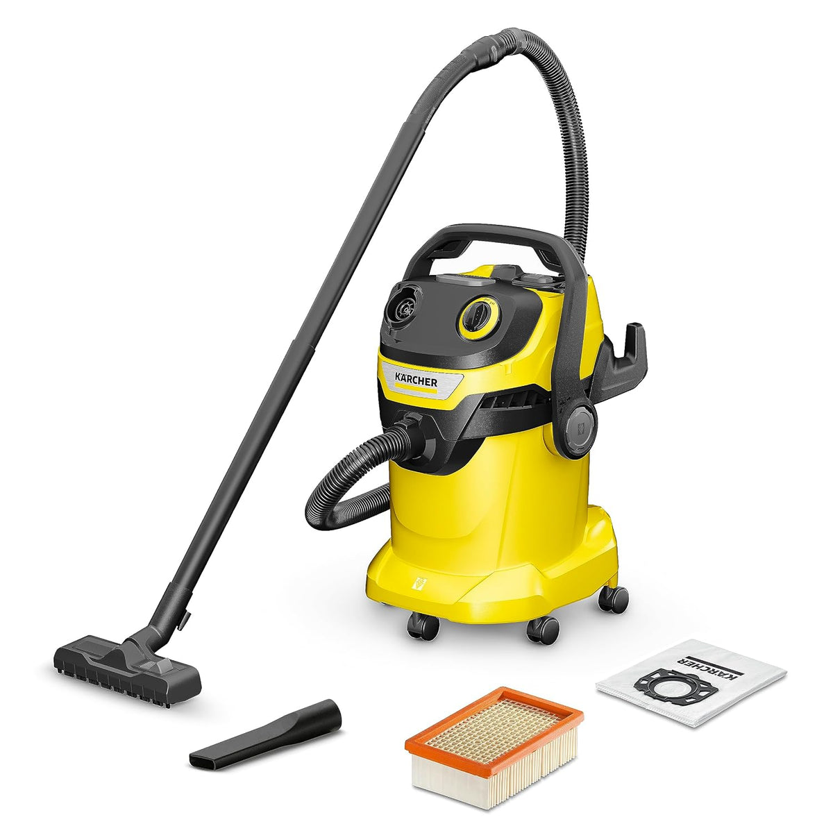 Karcher Wd 5 V Wet & Dry Vacuum Cleaner, 28kPa Suction Power, 25L Tank, 1100W, Flat-Pleat Filter, Blower Function, Cartridge Filter & Fleece Filter Bag, for Home, Car & Garage Cleaning, German Tech - OPEN BOX