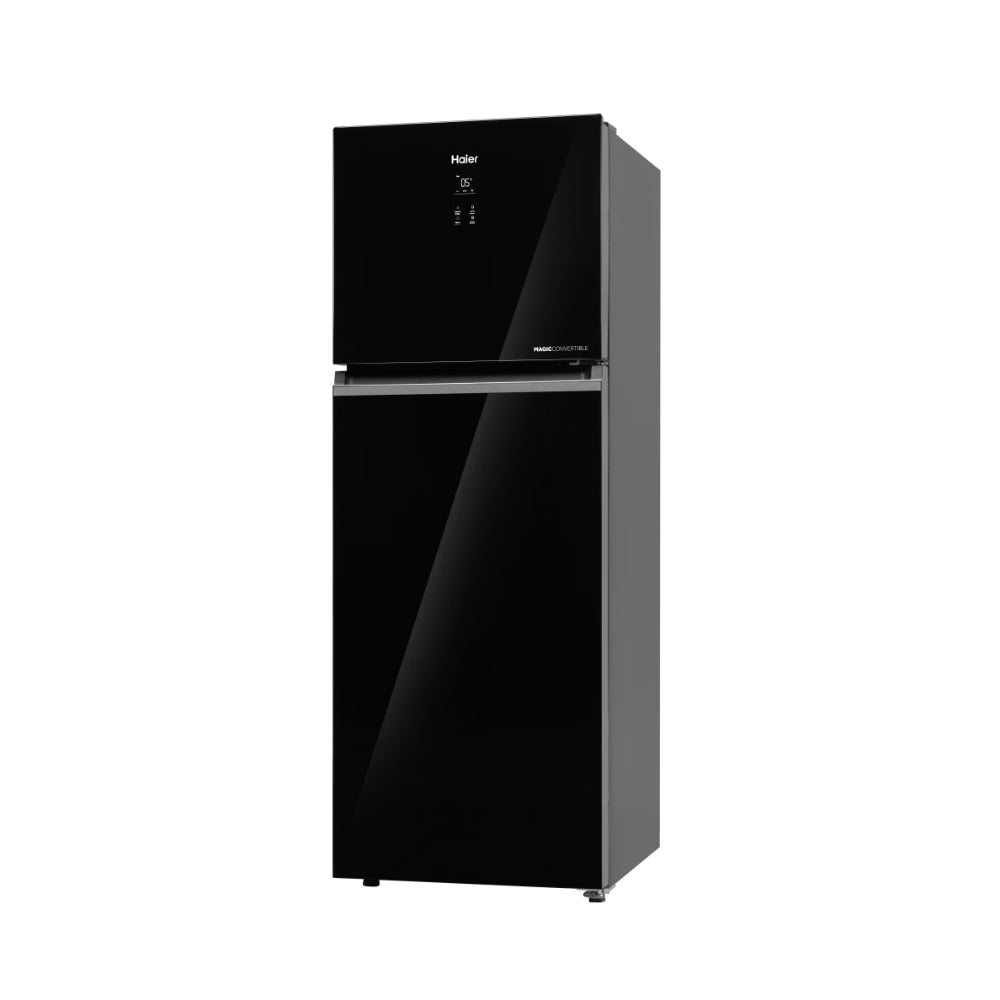 Haier 358 L 2 Star Double Door Refrigerator (HRF-4082PLKGA-P, Black Glass) - OPEN BOX