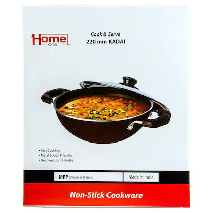 Home One Assorted Non-Stick Flat Base Kadai