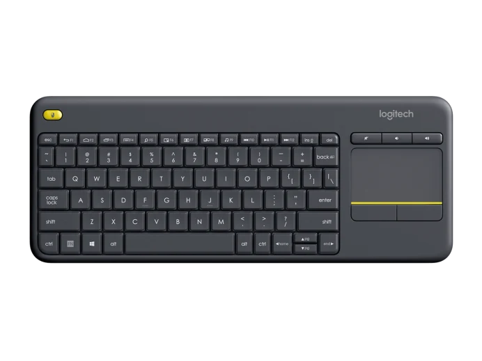 Logitech K400 Plus Wireless Touch TV Keyboard with Easy Media Control and Built-in Touchpad, HTPC Keyboard for PC-Connected TV, Windows, Android, Chrome OS, Laptop, Tablet - Black