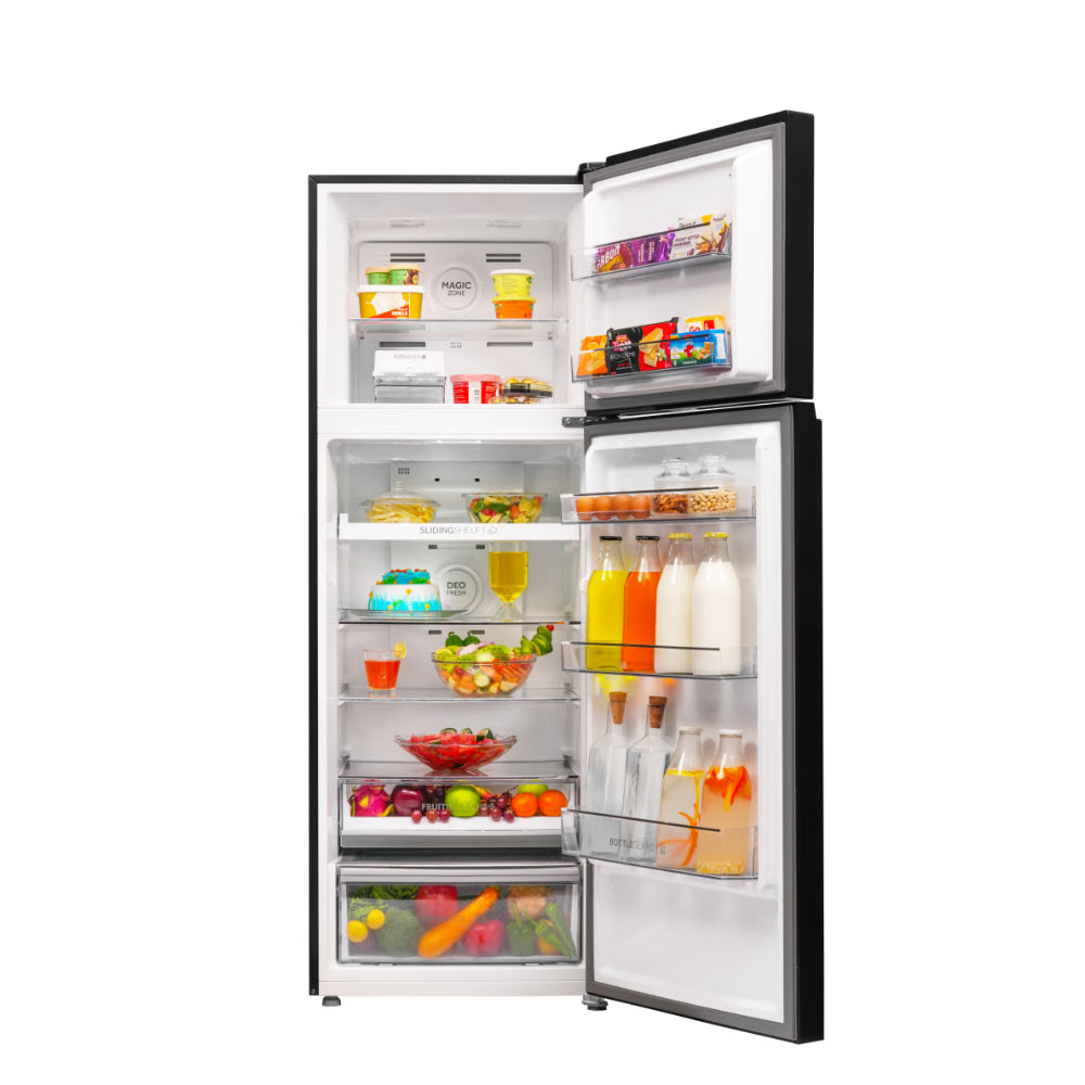 Haier 358 L 2 Star Double Door Refrigerator (HRF-4082PLKGA-P, Black Glass) - OPEN BOX